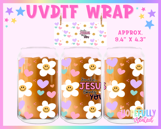 Jesus Loves U UVDTF Glass Can Wrap