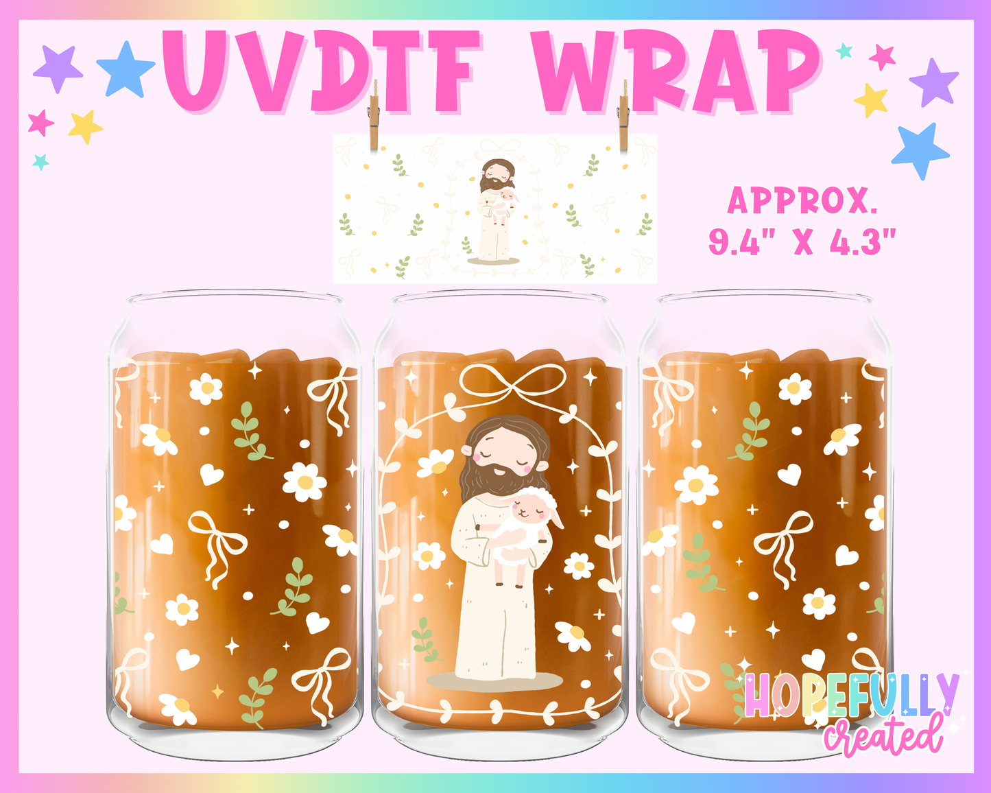 Jesus & Lamb UVDTF Glass Can Wrap