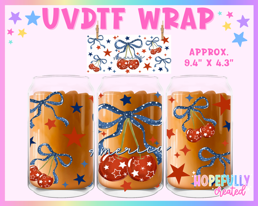 America Cherries UVDTF Glass Can Wrap