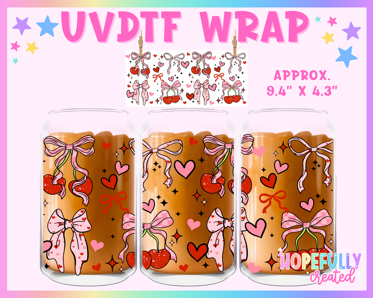 Cherry Bows UVDTF Glass Can Wrap