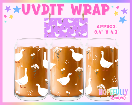 Floral Geese UVDTF Glass Can Wrap