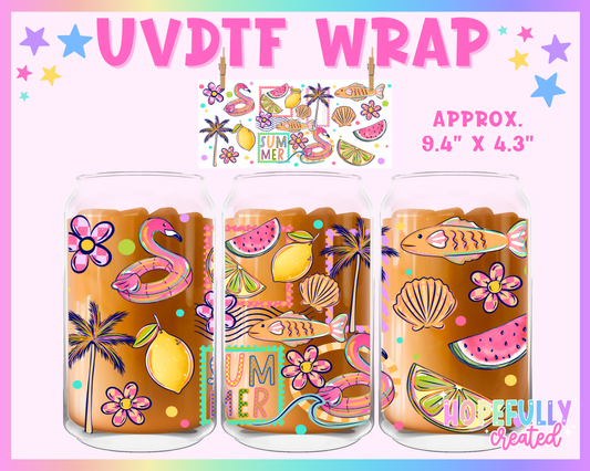 Summer UVDTF Glass Can Wrap