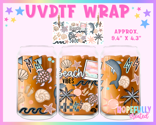 Beach Vibes UVDTF Glass Can Wrap