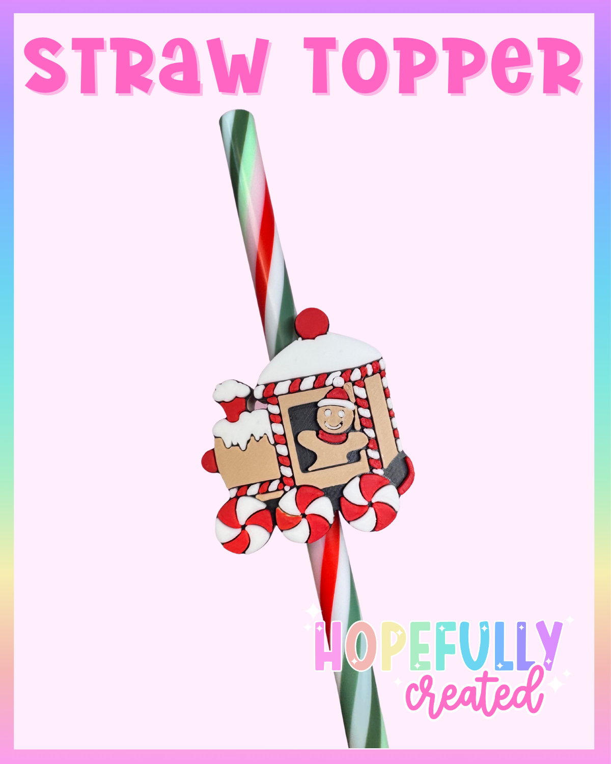 Gingerbread Train Straw Topper