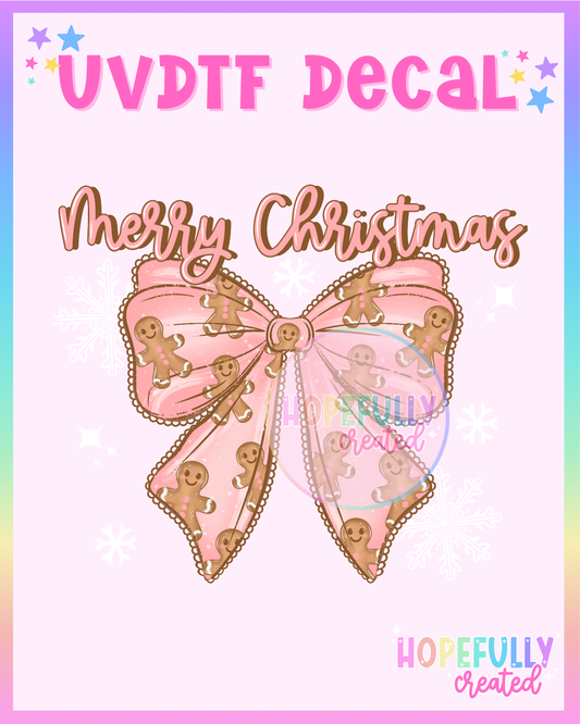 Gingerbread Bow UVDTF Decal