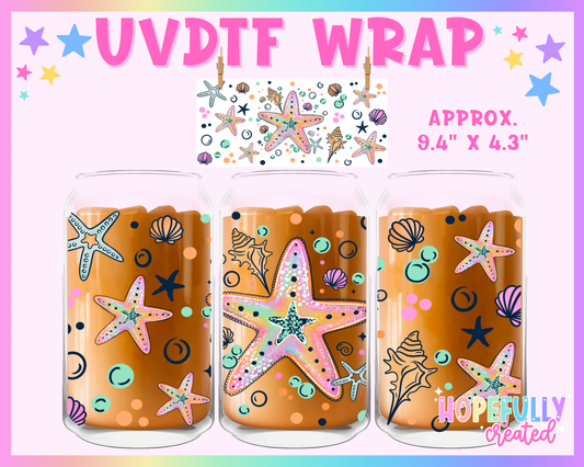 Starfish UVDTF Glass Can Wrap