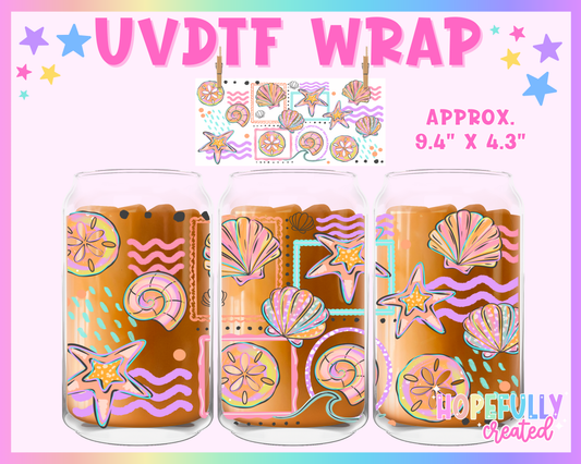 Seashells UVDTF Glass Can Wrap