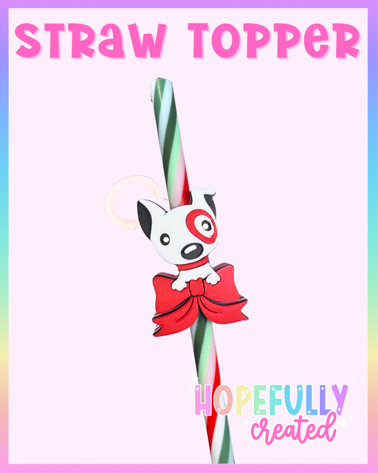 Red Dog Bow Straw Topper