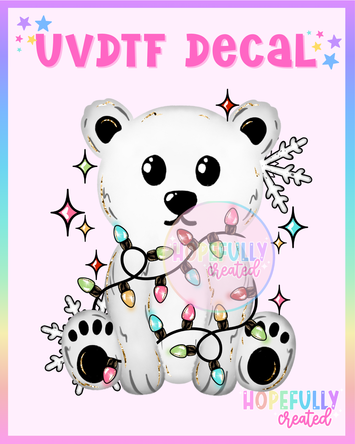 Christmas Bear UVDTF Decal