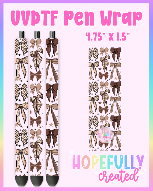Brown Bows UVDTF Pen Wrap
