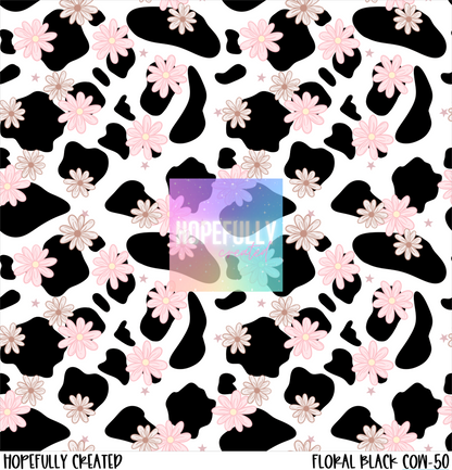 Floral Black Cow Vinyl Collection - 50