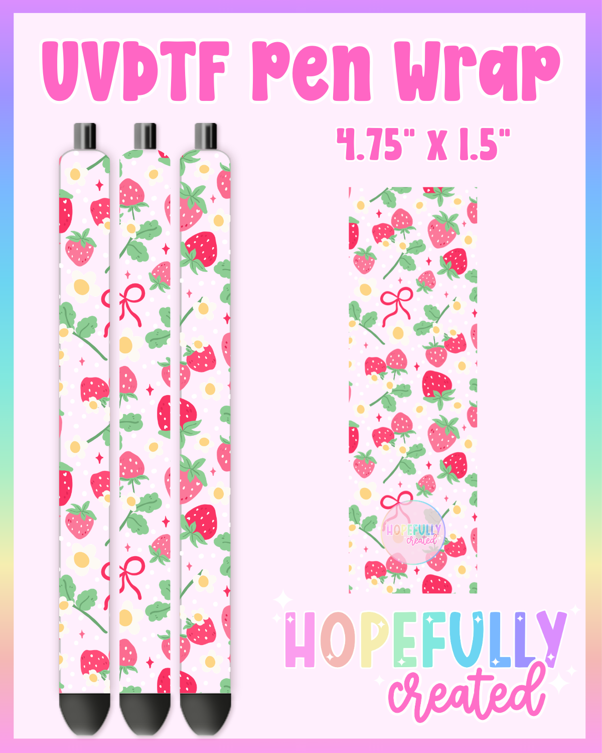 Strawberry Bows UVDTF Pen Wrap