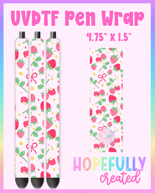 Strawberry Bows UVDTF Pen Wrap