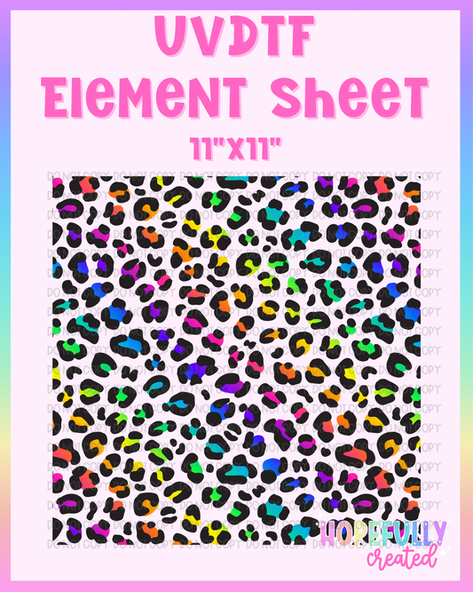 Neon Rainbow Leopard UVDTF Element Sheet