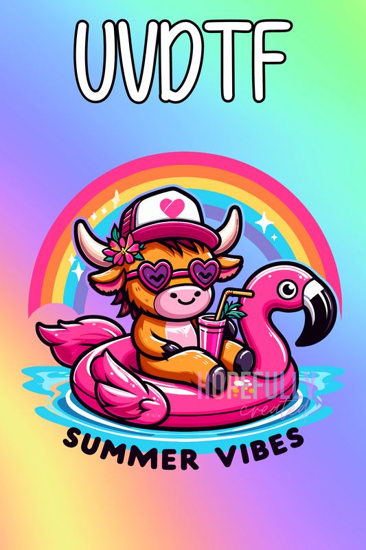 Summer Vibes Cow UVDTF Decal