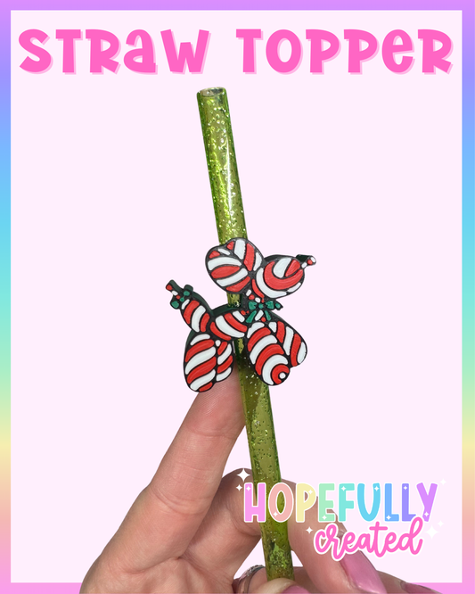 Christmas Balloon Dog Straw Topper