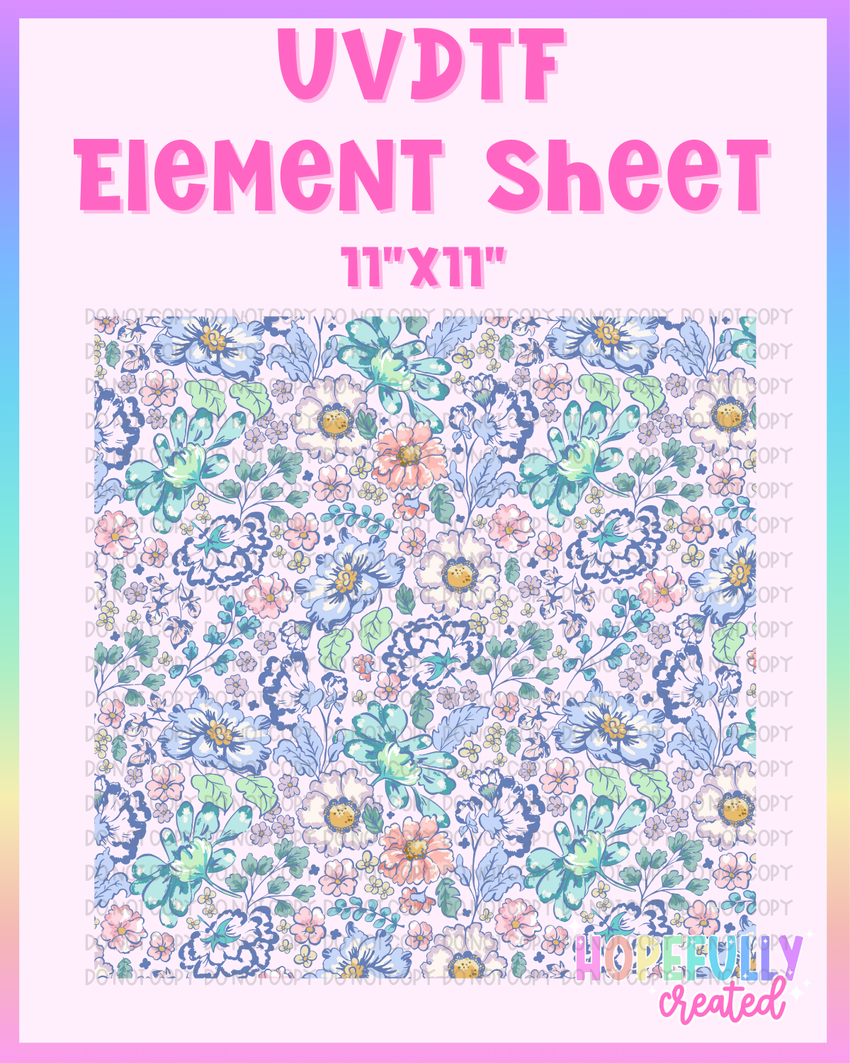 Floral Blue/Green UVDTF Element Sheet