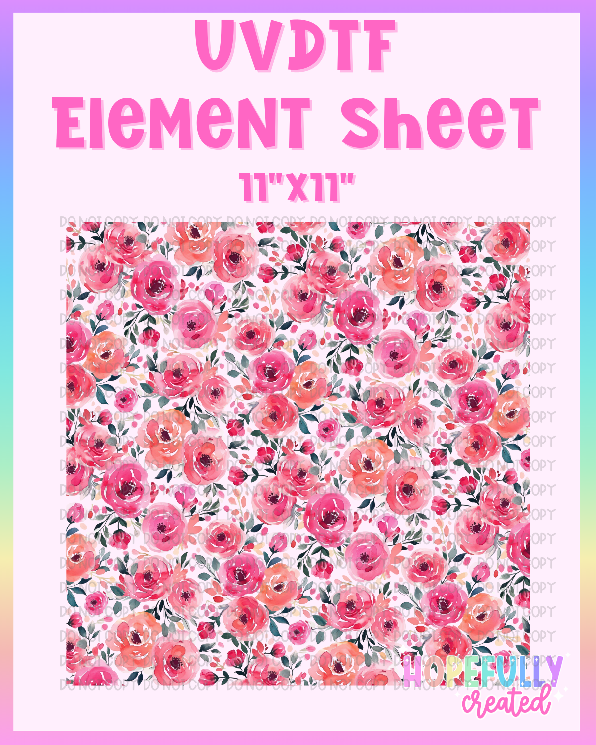 Pink Floral UVDTF Element Sheet