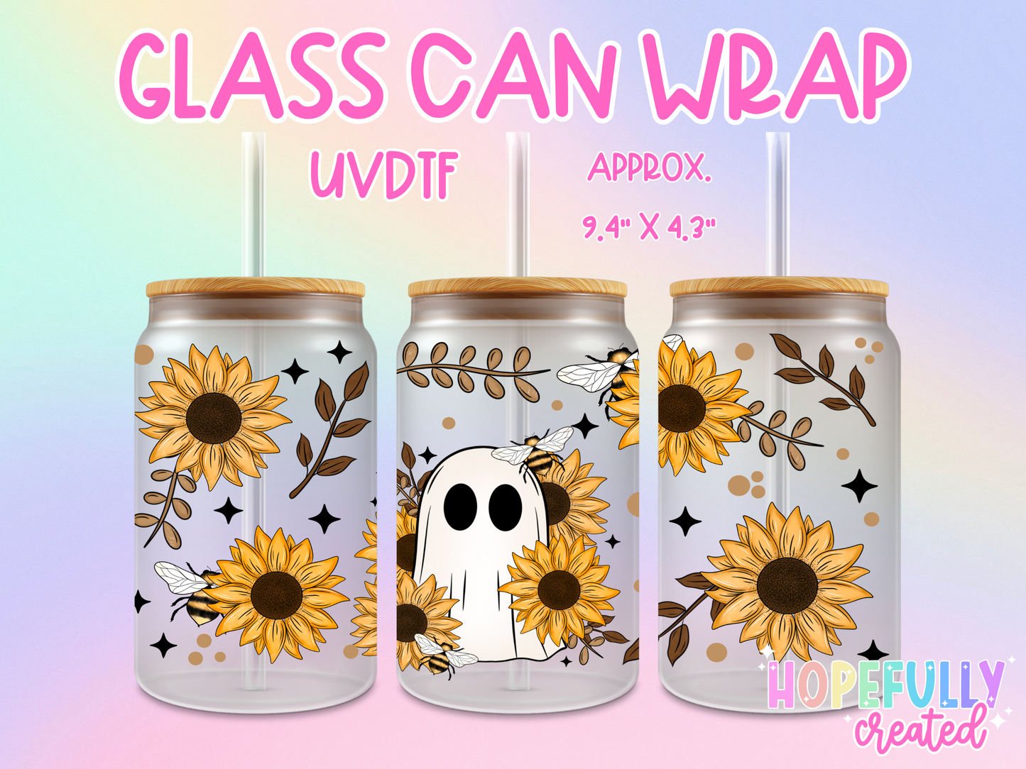 Sunflower Ghost UVDTF Glass Can Wrap