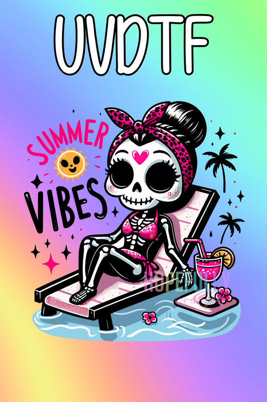 Summer Vibes Skully UVDTF Decal