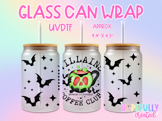 Villains Coffee Club UVDTF Glass Can Wrap