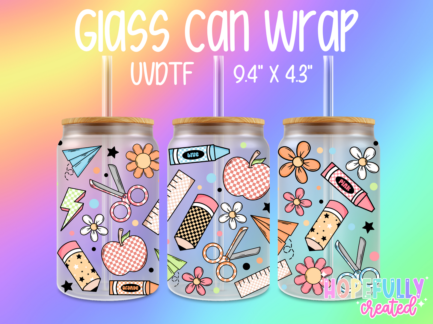 School UVDTF Glass Can Wrap