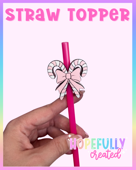 Pink Candy Cane Straw Topper
