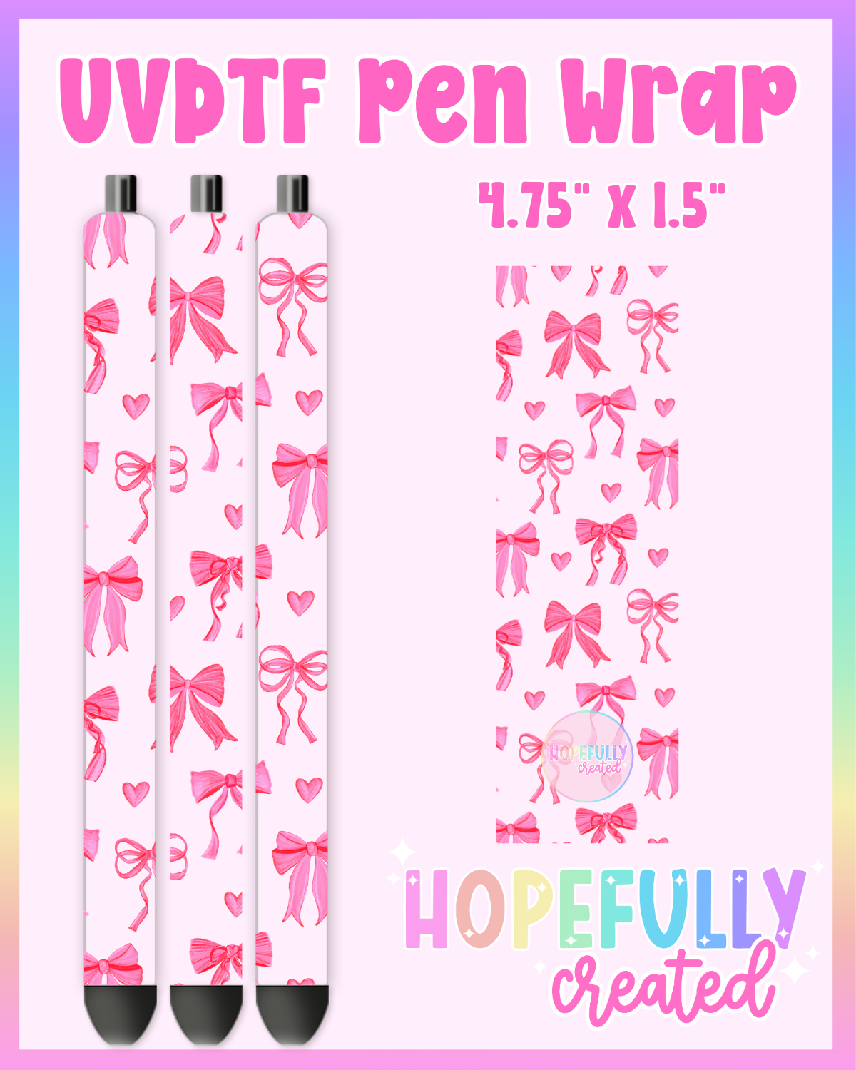 Pink Bows UVDTF Pen Wrap