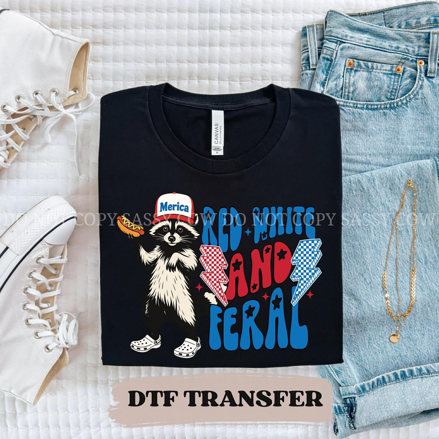 RED, WHITE AND FERAL - DTF TRANSFER 0258