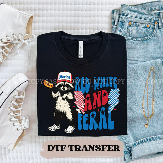 RED, WHITE AND FERAL - DTF TRANSFER 0258