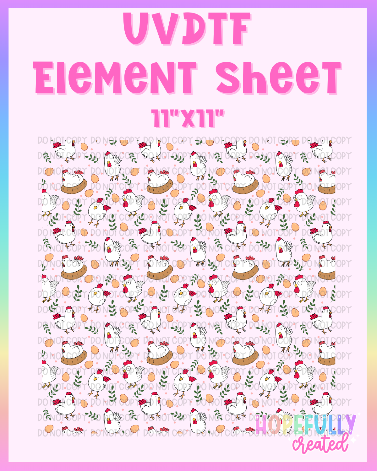Chickens UVDTF Element Sheet