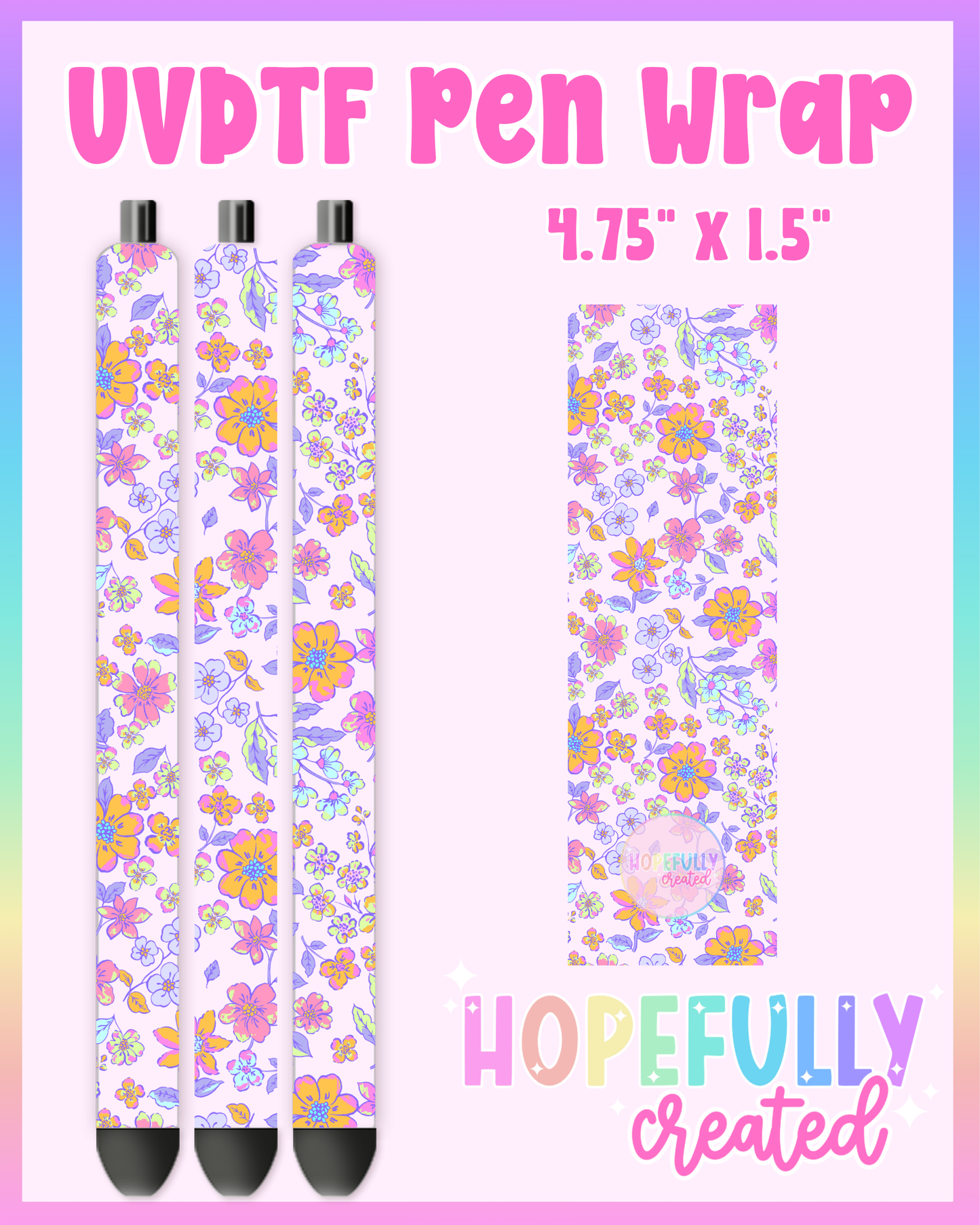Purple/Orange Floral UVDTF Pen Wrap