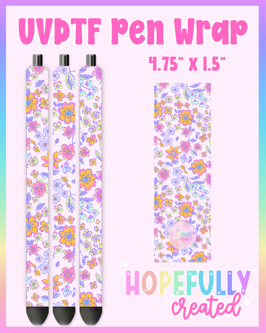 Purple/Orange Floral UVDTF Pen Wrap