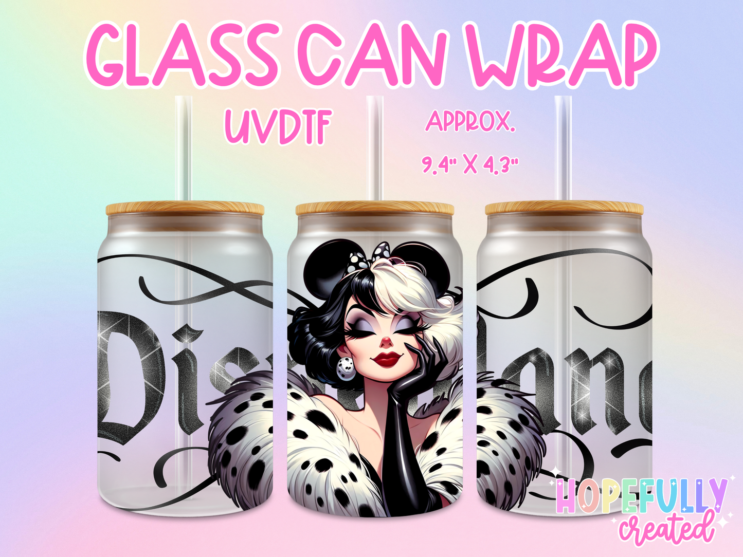 Cruella UVDTF Glass Can Wrap