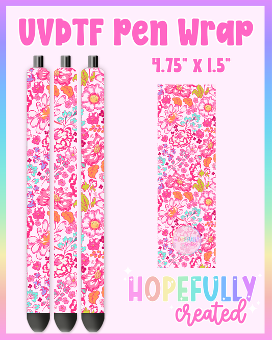 Pink/Orange Floral UVDTF Pen Wrap