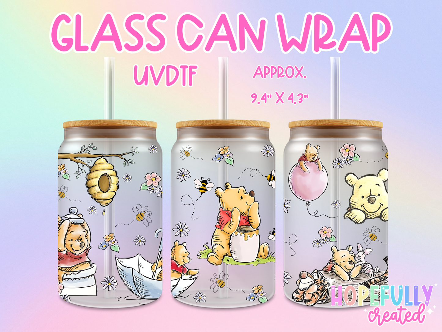 Pooh UVDTF Glass Can Wrap