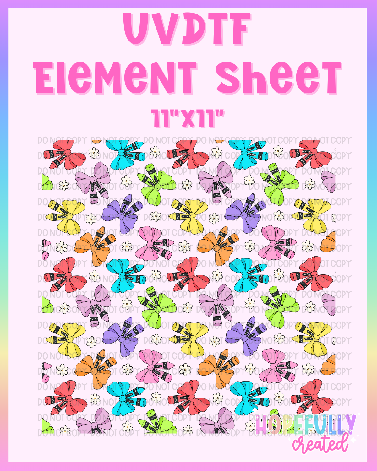 Crayon Bows UVDTF Element Sheet
