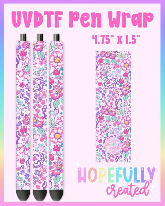 Purple/Pink Floral UVDTF Pen Wrap