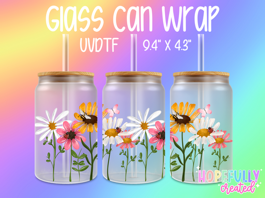 Watercolor Floral UVDTF Glass Can Wrap