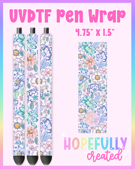 Blue/Green Floral UVDTF Pen Wrap