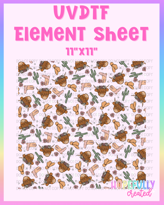 Floral Cow UVDTF Element Sheet