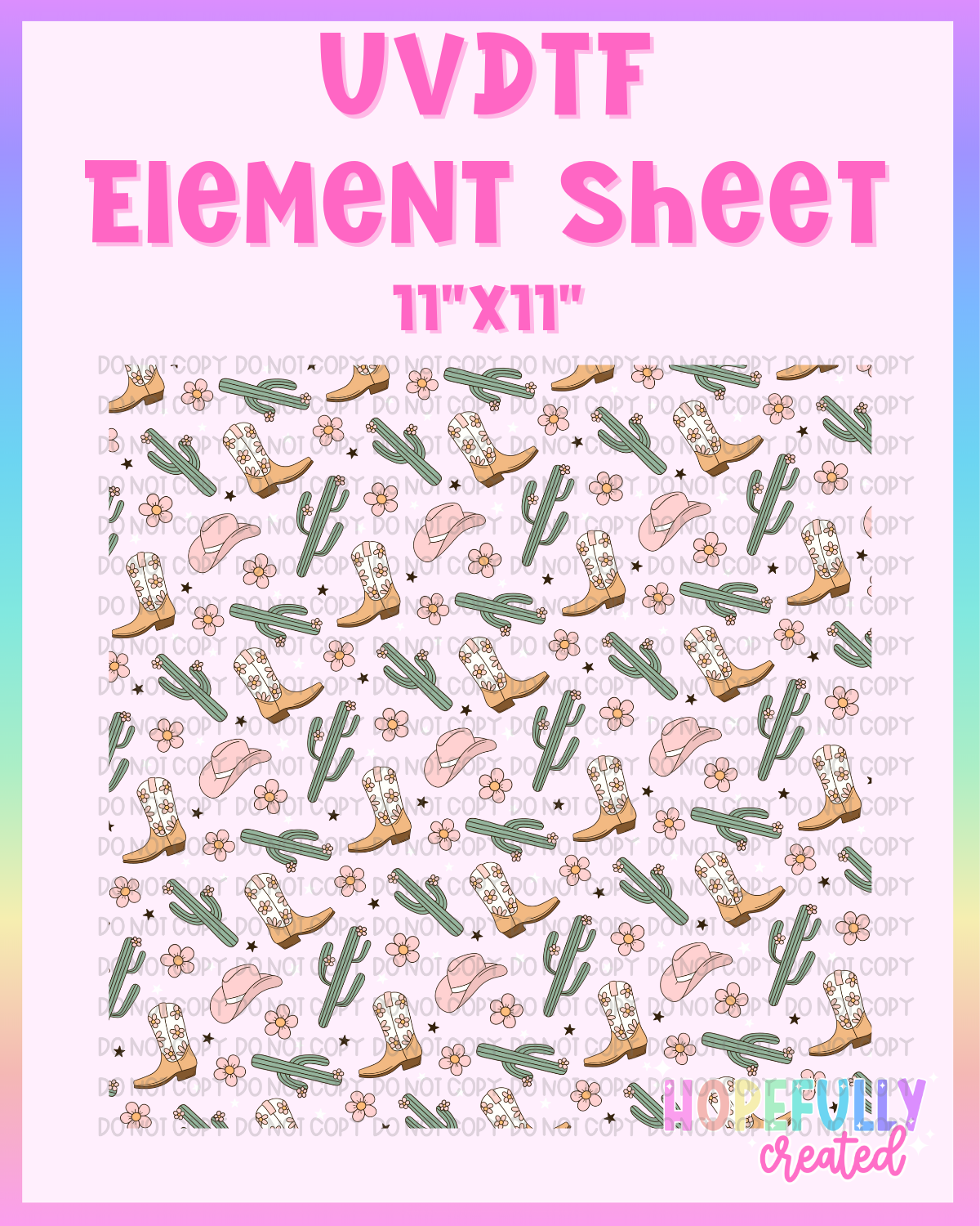 Cowgirl UVDTF Element Sheet – Hopefully Created