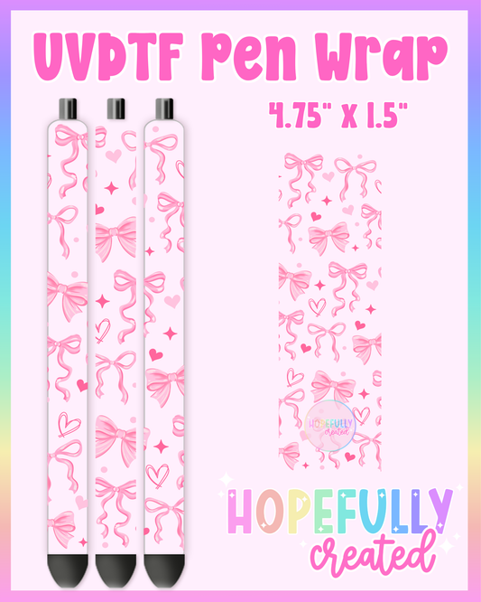 Pink Bows & Hearts UVDTF Pen Wrap
