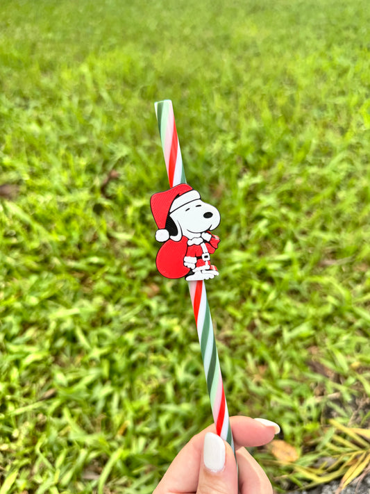 Christmas Dog Straw Topper