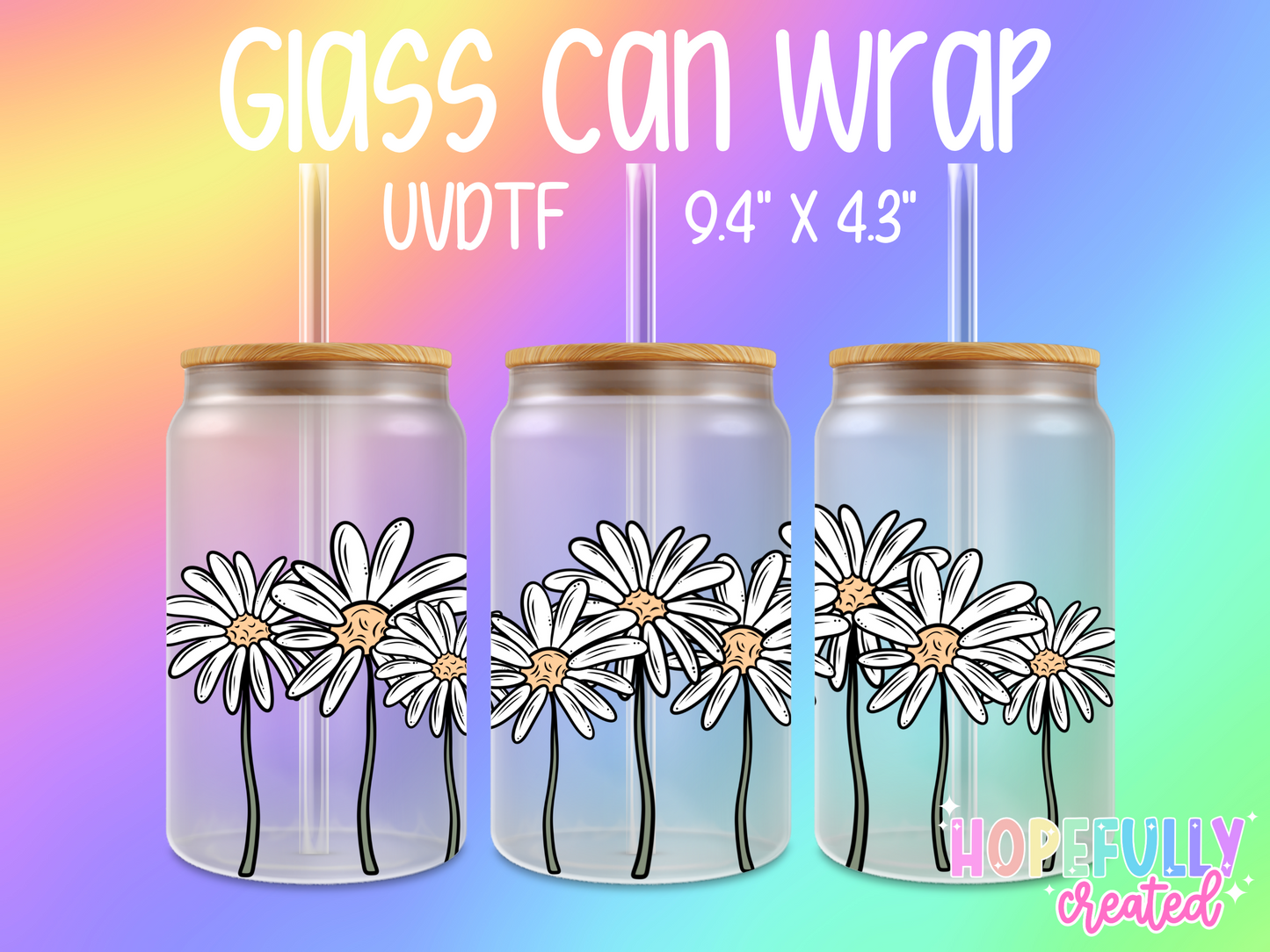 Daisies UVDTF Glass Can Wrap