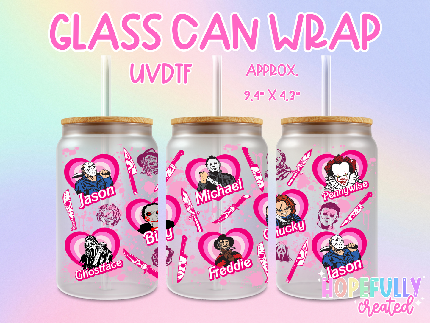 Pink Horror UVDTF Glass Can Wrap