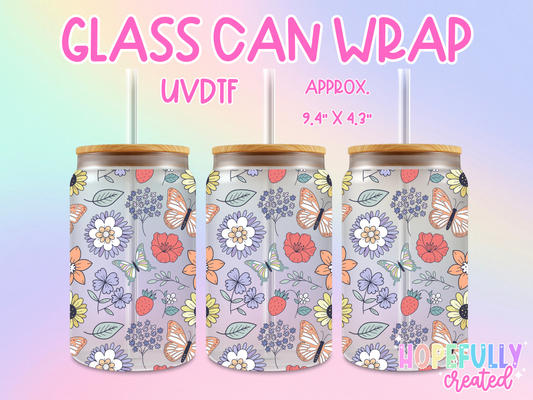 Flowers UVDTF Glass Can Wrap