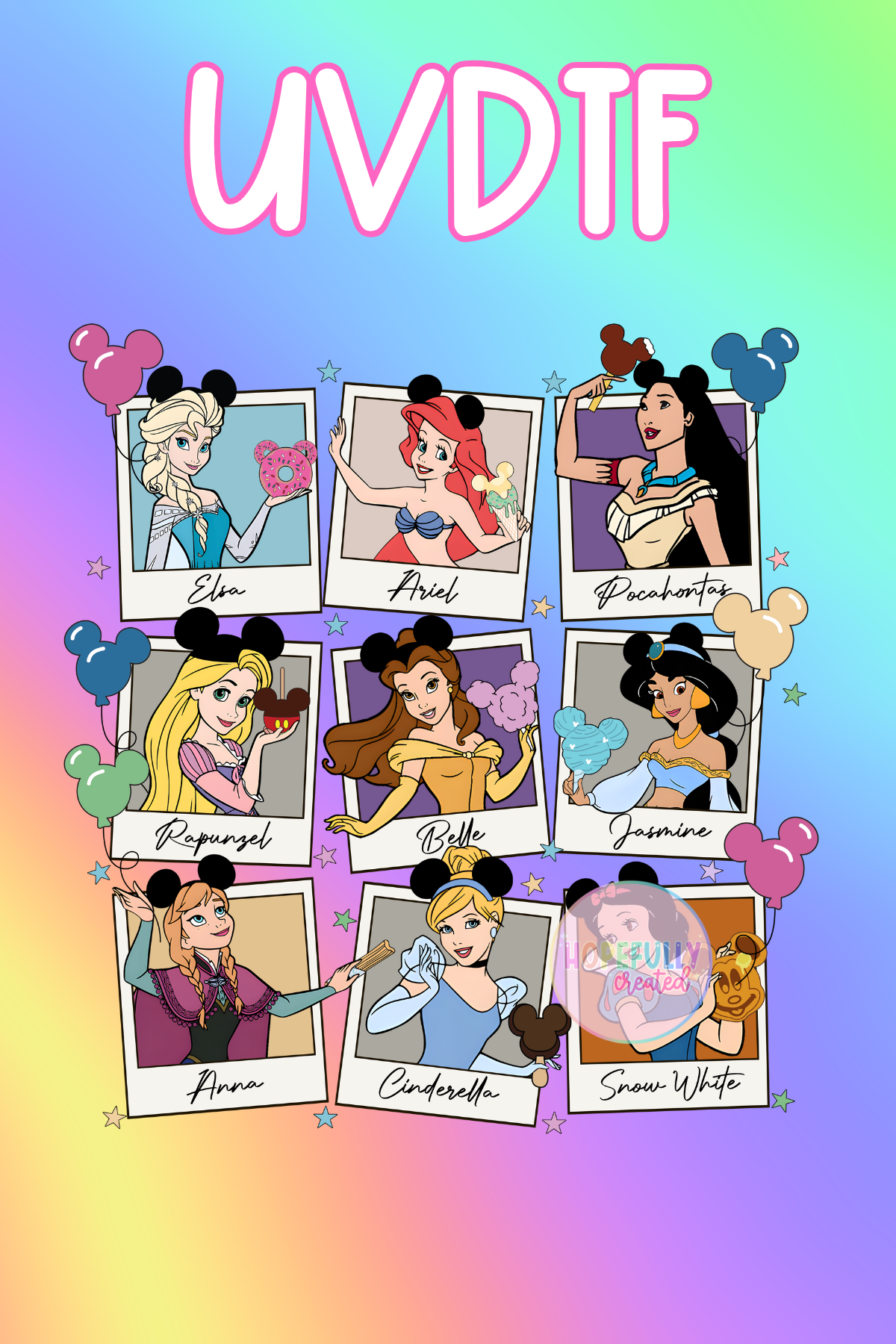 Princess Polaroids UVDTF Decal