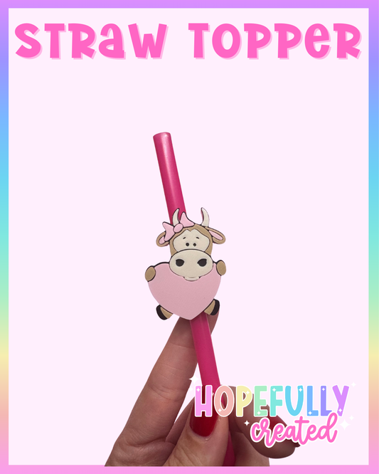 Cow Heart Straw Topper