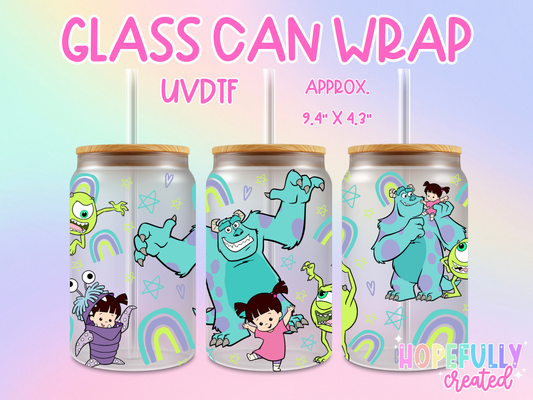 Monsters UVDTF Glass Can Wrap